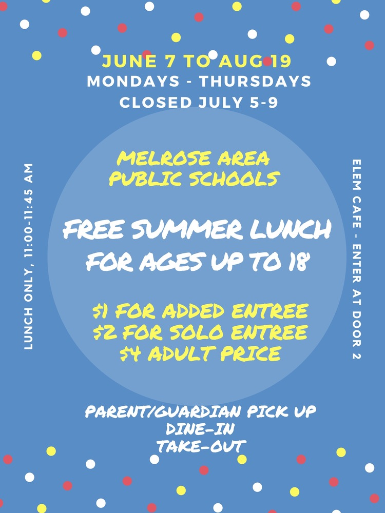 Summer Lunch Program Melrose Area Public Schools