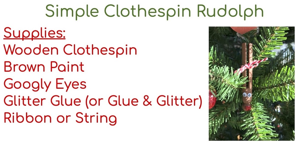 2 Minute Community Ed Class/Tutorial - Clothespin Rudolph
